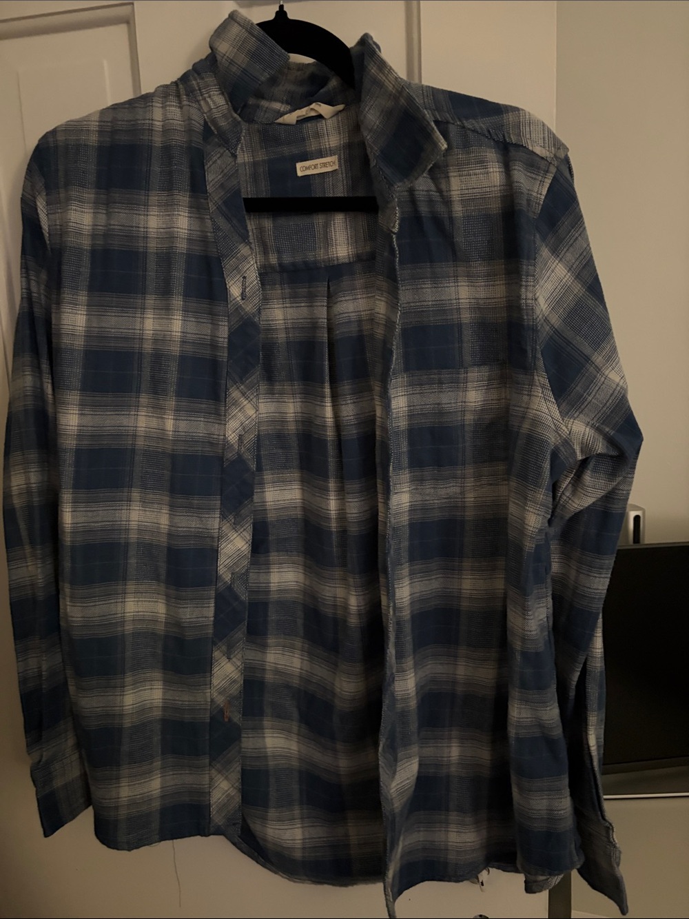 Weatherproof Indigo and White Plaid Button-Down Shirt